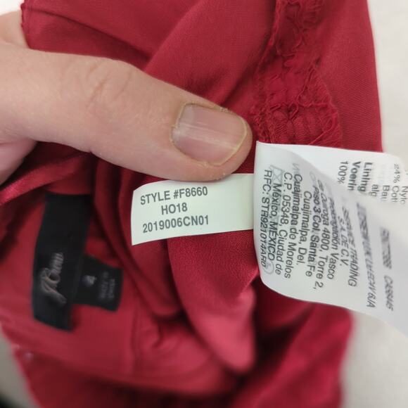 J.Crew Pintucked Pencil Skirt Floral Lace F8660 Midi Pleated‎ Red Women's Size 4 - Picture 6 of 6